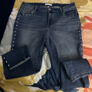 Marc New York Dark Blue Studded Ankle Jeans